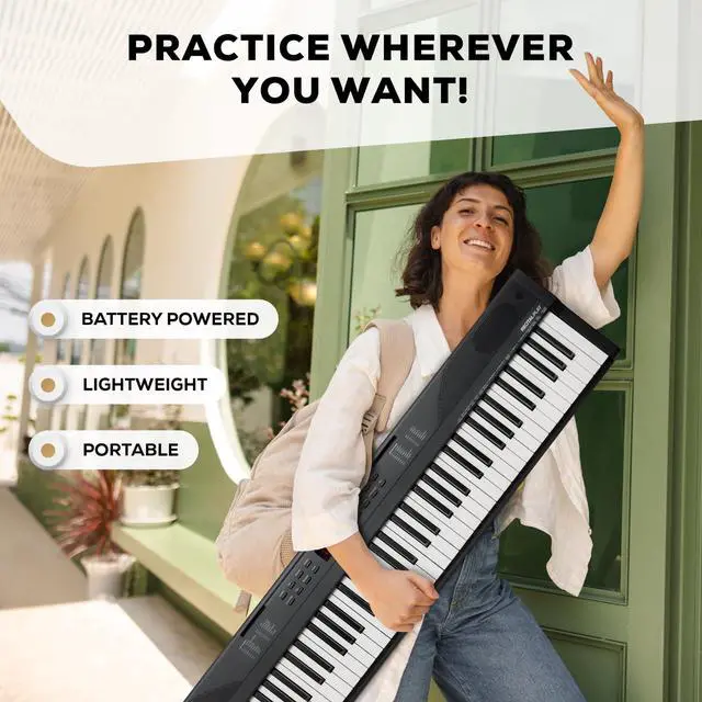 Alt view image 6 of 7 - 88 Key Keyboard Piano with 480 Sounds, Speakers, USB MIDI, Sheet Music Tablet Rest, Power Adapter and Piano Lessons for Beginners
