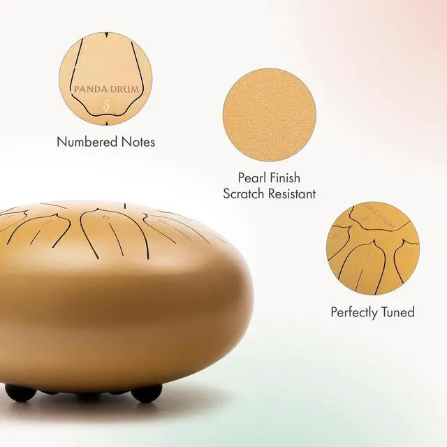 Alt view image 3 of 7 - Plus (Sandstone) | Steel Tongue Handpan with Music Book, Mallets, Carrying Bag, Finger Picks | 11 inch, 432 Hz | Rain Drum for Inside, Outside | Calming Musical Instrument for Adults, Kids