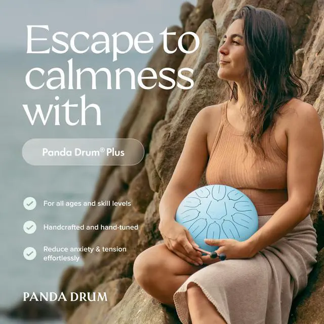 Alt view image 2 of 7 - Plus (Blue) | Steel Tongue Handpan with Music Book, Mallets, Carrying Bag & Finger Picks | 11 inch, 432 Hz | Rain Drum for Inside & Outside | Calming Musical Instrument for Adults & Kids
