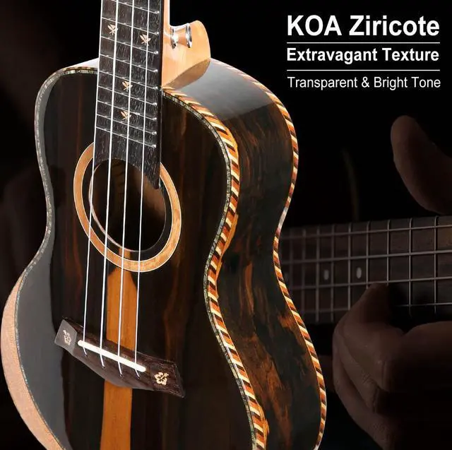 Alt view image 5 of 7 - Concert Ukulele 23 inch UKS-2, 4 Strings Ukeleles For Beginners, Sapele Hawaiian Ukele with Ukulele Case and Ukele String Set (Ziricote Glossy)