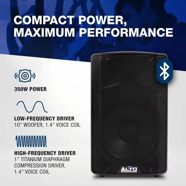Alt view image 2 of 7 - A TX410 350W 10" Powered PA Speaker with TWS Bluetooth, 2-Channel Mixer, Monitor for Band or DJ and Musicians, Rehersals, Venues or Events