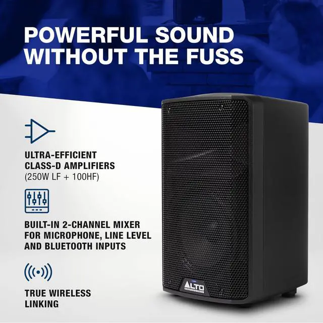 Alt view image 3 of 7 - A TX410 350W 10" Powered PA Speaker with TWS Bluetooth, 2-Channel Mixer, Monitor for Band or DJ and Musicians, Rehersals, Venues or Events