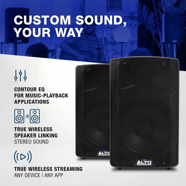 Alt view image 5 of 7 - A TX410 350W 10" Powered PA Speaker with TWS Bluetooth, 2-Channel Mixer, Monitor for Band or DJ and Musicians, Rehersals, Venues or Events