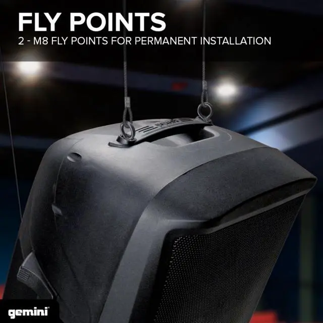 Alt view image 4 of 7 - 15" PA Speaker & Stand, 1000 Watts, LED Lights (AS-2115BT-LT-PK) | 15" powered PA with LED lights, stand & mic - XLR/1/4" inputs - Bluetooth, USB, SD, FM