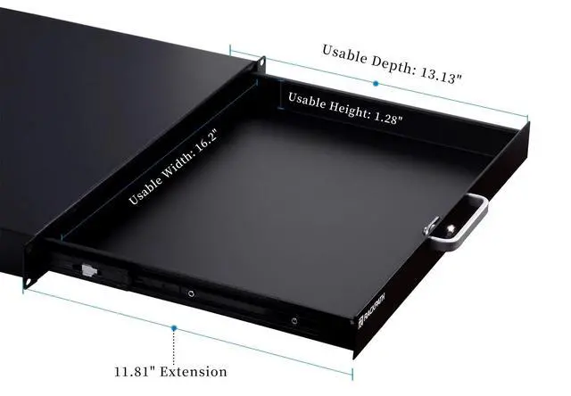 Alt view image 3 of 6 - 1U Rack Mount Drawer for 19 Inch AV/Network/DJ Equipment Racks or Cabinets with Lock and Key