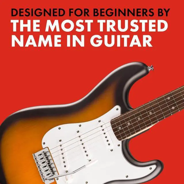 Alt view image 4 of 5 - Squier Debut Stratocaster Beginner Electric Guitar, 2-Color Sunburst | Starter electric guitar for kids and adults, free lessons included, Strat-style, under $200