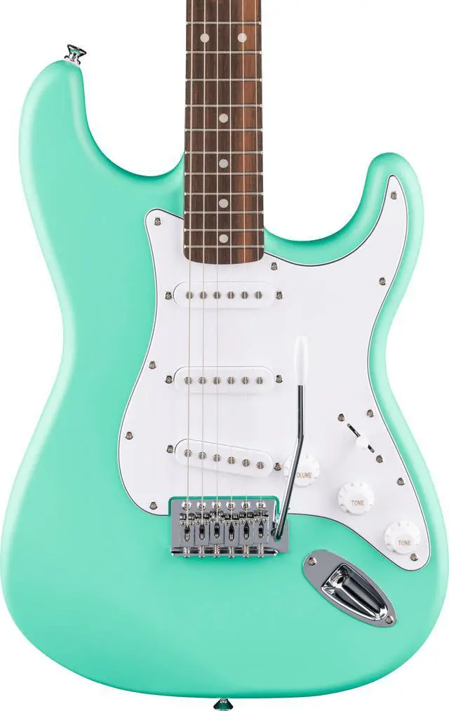 Alt view image 3 of 6 - Squier Debut Stratocaster Beginner Electric Guitar, Sea Foam Green | Starter electric guitar for kids and adults, free lessons, iconic Strat shape, satin urethane finish
