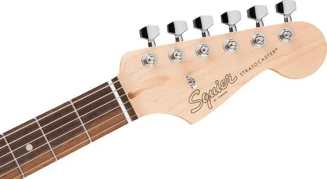 Alt view image 5 of 6 - Squier Debut Stratocaster Beginner Electric Guitar, Sea Foam Green | Starter electric guitar for kids and adults, free lessons, iconic Strat shape, satin urethane finish