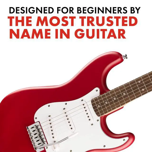 Alt view image 4 of 5 - Squier Debut Stratocaster Beginner Electric Guitar, Dakota Red Matte | Starter electric guitar, free lessons included, matte finish, kids and adults, Squier Stratocaster