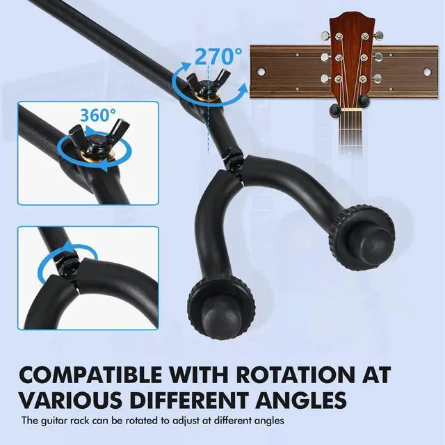 Alt view image 6 of 7 - Guitar Wall Mount Hangers, Holds 8 Guitars, Aluminum Metal Guitar Stand Bass Holder, Wood Grain Base Plate Rack, Adjustable Instruments Display Set for Ukulele Banjo (W81.5in, 8 Hangers)