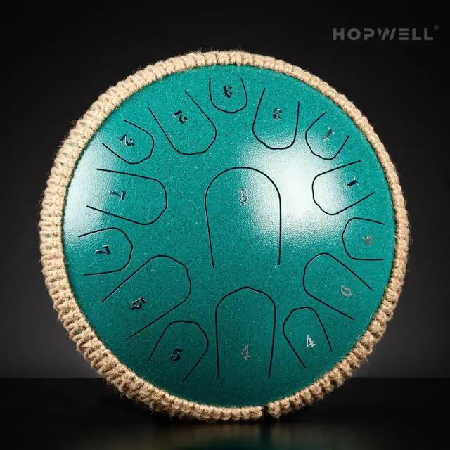 Alt view image 2 of 6 - Steel Tongue Drum - 13 Inches 15 Notes Tongue Drum - Hand Pan Drum with Music Book, Handpan Drums Mallets and Carry Bag, D Major (Malachite Green)