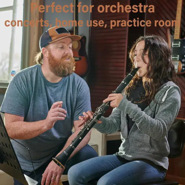 Alt view image 7 of 7 - Ebonite Bb Clarinet Kit for Beginner - Light Blue | B Flat Clarinet Kit with 10 Reeds, Mouthpiece, Cork Grease, Hard Case, Stand, Pocketbook, Cleaning Cloth, Gloves