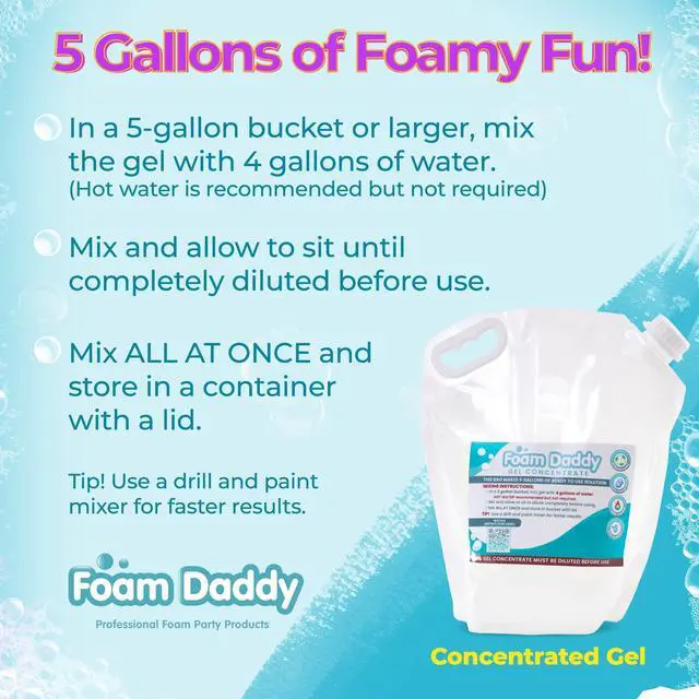 Alt view image 3 of 6 - FoamDaddy Professional Strength Ready Foam Solution Makes 300-400 Gallons of Foam Party Fun High Stacking, Hypoallergenic Designed for Any Foam Machine 5 Gallons