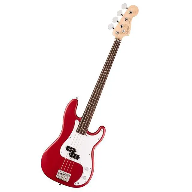Alt view image 4 of 7 - Squier Debut Series Beginner Precision Bass Guitar, Matte Dakota Red | Starter electric bass for adults, free lessons included, matte finish, under $300, classic P-Bass tone