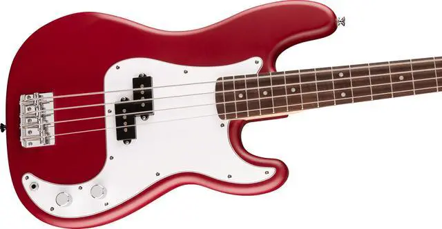 Alt view image 5 of 7 - Squier Debut Series Beginner Precision Bass Guitar, Matte Dakota Red | Starter electric bass for adults, free lessons included, matte finish, under $300, classic P-Bass tone