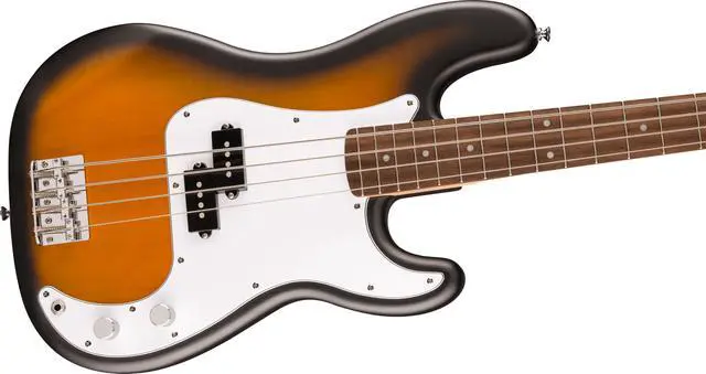 Alt view image 5 of 7 - Squier Debut Series Beginner Precision Bass Guitar, 2-Color Sunburst | Starter bass guitar, free lessons included, matte sunburst finish, electric bass for beginners