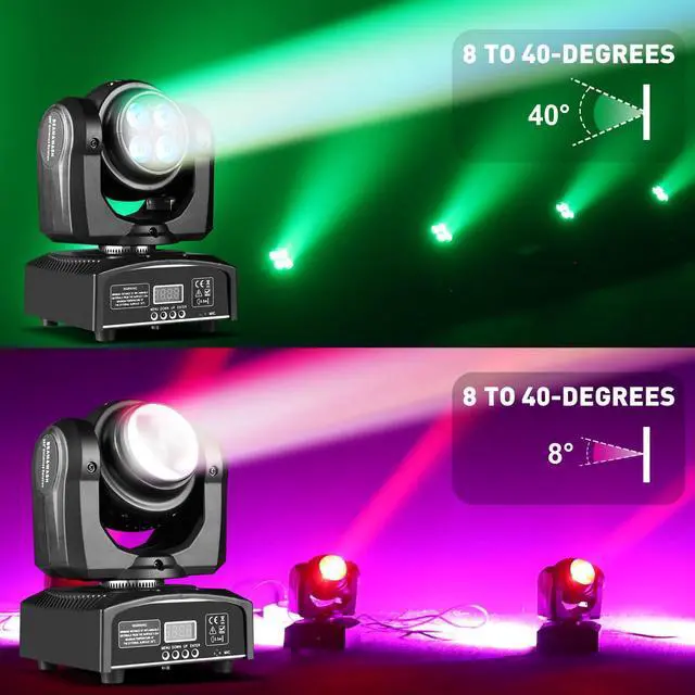 Alt view image 5 of 7 - 100W LED Moving Head DJ Lights 2-Sides Moving Head Wash & Beam Effect Stage Light RGBW 4-in-1 DMX Sound Active DJ Lights for Party Disco KTV Pub Bar Show Wedding Show - 1 PCS (1)