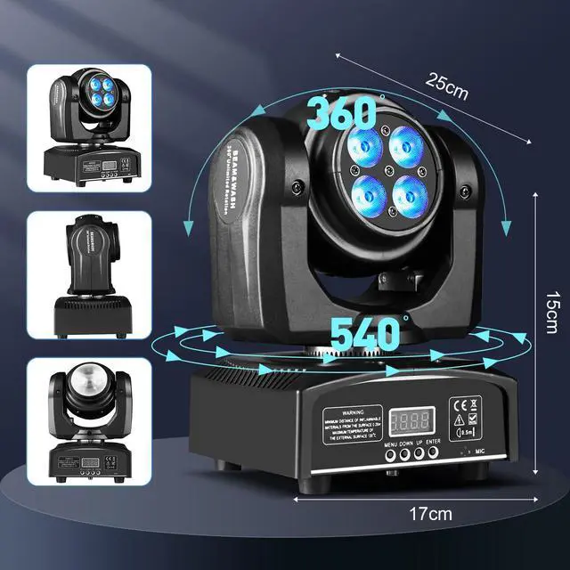 Alt view image 3 of 7 - 100W LED Moving Head DJ Lights 2-Sides Moving Head Wash & Beam Effect Stage Light RGBW 4-in-1 DMX Sound Active DJ Lights for Party Disco KTV Pub Bar Show Wedding Show - 1 PCS (1)
