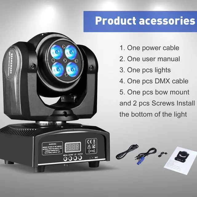 Alt view image 7 of 7 - 100W LED Moving Head DJ Lights 2-Sides Moving Head Wash & Beam Effect Stage Light RGBW 4-in-1 DMX Sound Active DJ Lights for Party Disco KTV Pub Bar Show Wedding Show - 1 PCS (1)