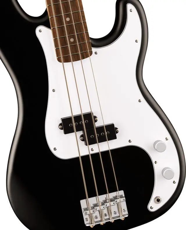 Alt view image 3 of 7 - Squier Debut Series Beginner Precision Bass Guitar, Matte Black | Starter electric bass guitar, free lessons included, ideal for beginners, Precision Bass tone