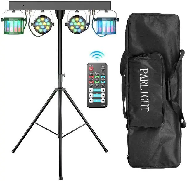 Main image of 5 in 1 Dj Lights with Stand 5.9ft,Led Dj Par Light+Effect Strobe Light Disco Party Lights for Parties Indoor Sound Activated DMX Wireless Control Mobile Stage Lighting with Carry Bag (Black 1PC)