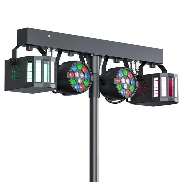 Alt view image 7 of 7 - 5 in 1 Dj Lights with Stand 5.9ft,Led Dj Par Light+Effect Strobe Light Disco Party Lights for Parties Indoor Sound Activated DMX Wireless Control Mobile Stage Lighting with Carry Bag (Black 1PC)