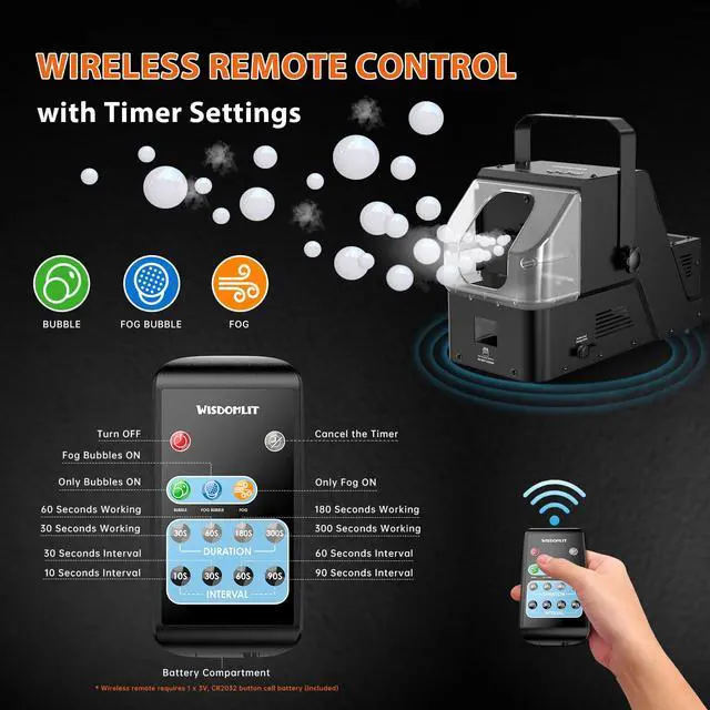 Alt view image 3 of 7 - Bubble Fog Machine, 3-in-1 Bubble Fogger with Remote Control | 450W Power, Durable Metal Housing, Colorful Bubbles / Fog Bubbles / Continuous Fog, Perfect for Stage Wedding Halloween Party