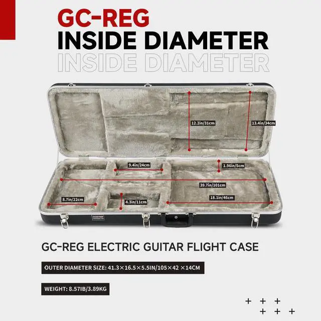 Alt view image 3 of 6 - Electric Guitar ABS Hard Case for ST/TL/JAG, GC-REG Black | Portable Hard-Shell Case With Lock, Super Thick Case Fit for Guitar, Soft Velvet Lining Suitable Inner Design