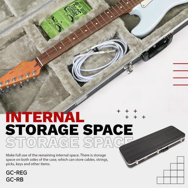 Alt view image 5 of 6 - Electric Guitar ABS Hard Case for ST/TL/JAG, GC-REG Black | Portable Hard-Shell Case With Lock, Super Thick Case Fit for Guitar, Soft Velvet Lining Suitable Inner Design