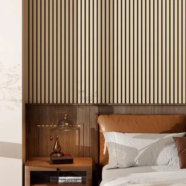 Alt view image 7 of 7 - Wood Wall Panels 24" x 12" Acoustic Wood Slat Wall Panel, 20-Pack(40ft²) Soundproof Wood Slat Panel for Noise Cancelling and Interior Wall Decoration, Living Room, Bedroom, Office, Oak
