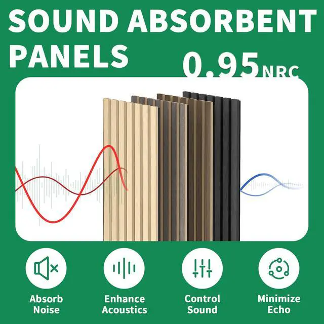 Alt view image 2 of 7 - Wood Wall Panels 24" x 12" Acoustic Wood Slat Wall Panel, 20-Pack(40ft²) Soundproof Wood Slat Panel for Noise Cancelling and Interior Wall Decoration, Living Room, Bedroom, Office, Oak