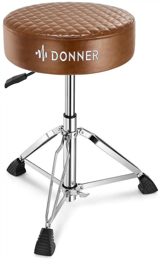 Main image of Drum Throne Seat DT-150, Professional Drum Stool - Adjustable Hydraulic Height, Thick Padded Anti-Slip Cushion, Double-Braced Stability, Brown