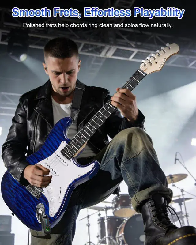 Alt view image 7 of 7 - UST-200 Beginner Electric Guitar Kit HSS Pickup, Versatile 5-Way Switch for Clean to High-Gain Tone Full-Size ST Style Guitar for Starter & Intermediate Player Gig Bag Digital Tuner Blue Burst