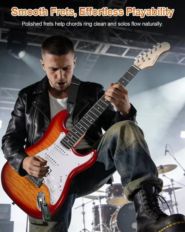 Alt view image 7 of 7 - UST-200 Beginner Electric Guitar Kit HSS Pickup, Versatile 5-Way Switch for Clean to High-Gain Tone, Full-Size ST Style Guitar for Starter & Intermediate Players, Gig Bag, Digital Tuner Amber