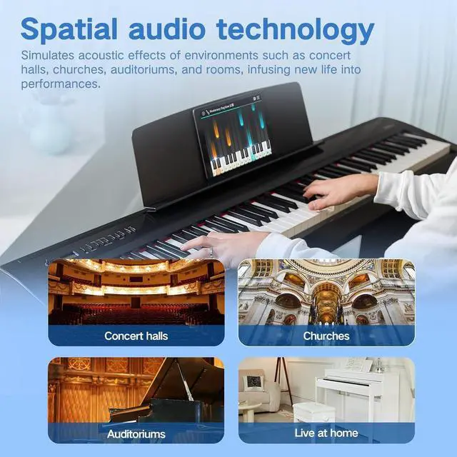 Alt view image 7 of 7 - P50 88 Key Weighted Keyboard Full Size Weighted Keyboard Piano 88 Keys with 2 * 25W Stereo Speakers,Digital Keyboard with Bluetooth,MIDI,Pedal,Audio/Video Recording,for Beginners and Advances
