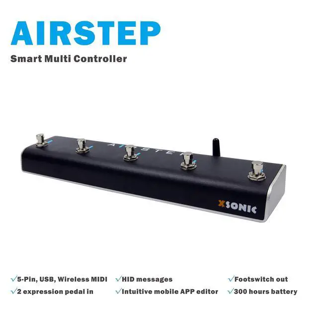 Alt view image 2 of 7 - Airstep Smart Multi Controller with MIDI, HID, 5 Footswitch, 2 Expression Pedal In, 300H Playtime, Support HX Stomp, Quad Cortex, DAW, Plugin, Youtube Video, Page, Atem, Hands Free Controller