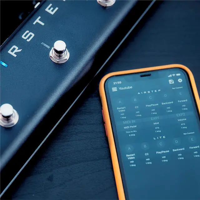 Alt view image 6 of 7 - Airstep Smart Multi Controller with MIDI, HID, 5 Footswitch, 2 Expression Pedal In, 300H Playtime, Support HX Stomp, Quad Cortex, DAW, Plugin, Youtube Video, Page, Atem, Hands Free Controller