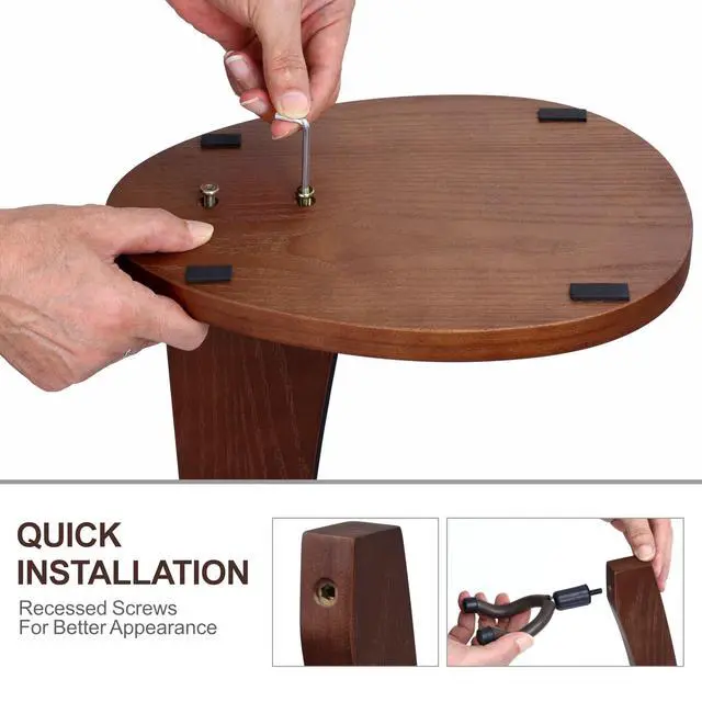 Alt view image 4 of 7 - Wooden Guitar Stand - Handmade German Ash Solid Semi-curved Design Wood Stand Floor, Best for Acoustic guitars, Classical guitars, Banjos, Mandolins(Dark Brown-01)