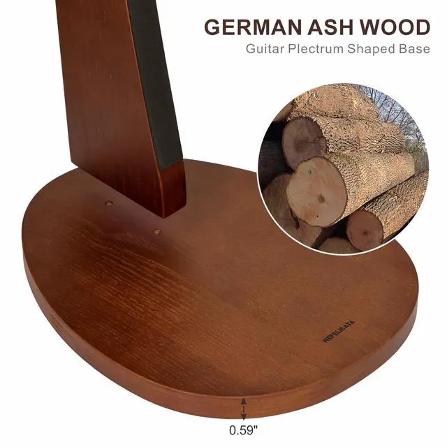 Alt view image 5 of 7 - Wooden Guitar Stand - Handmade German Ash Solid Semi-curved Design Wood Stand Floor, Best for Acoustic guitars, Classical guitars, Banjos, Mandolins(Dark Brown-01)