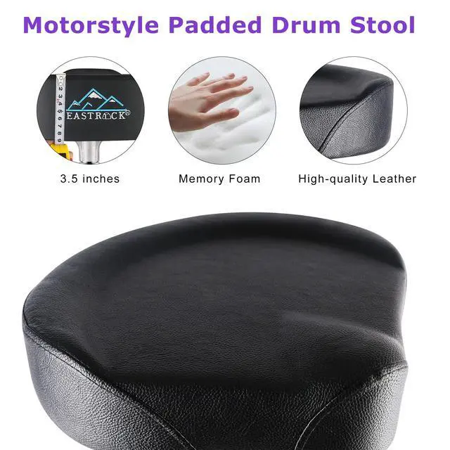 Alt view image 4 of 7 - Drum Throne Adjustable Height, Drum Stools Rotatable Padded Motorcycle Style Drum Seat Drum Chair with Anti-Slip Feet for Drummers, Adult