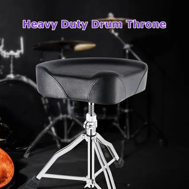Alt view image 7 of 7 - Drum Throne Adjustable Height, Drum Stools Rotatable Padded Motorcycle Style Drum Seat Drum Chair with Anti-Slip Feet for Drummers, Adult
