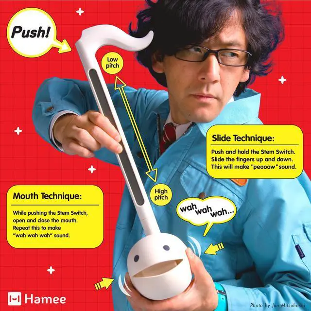 Alt view image 3 of 7 - Deluxe Japanese Electronic Synthesizer Musical Instrument - Red | Portable Digital Synthesizer from Japan by Maywa Denki with 3.5mm Aux Jack & Strap, Unique Gift for Teens & Adults