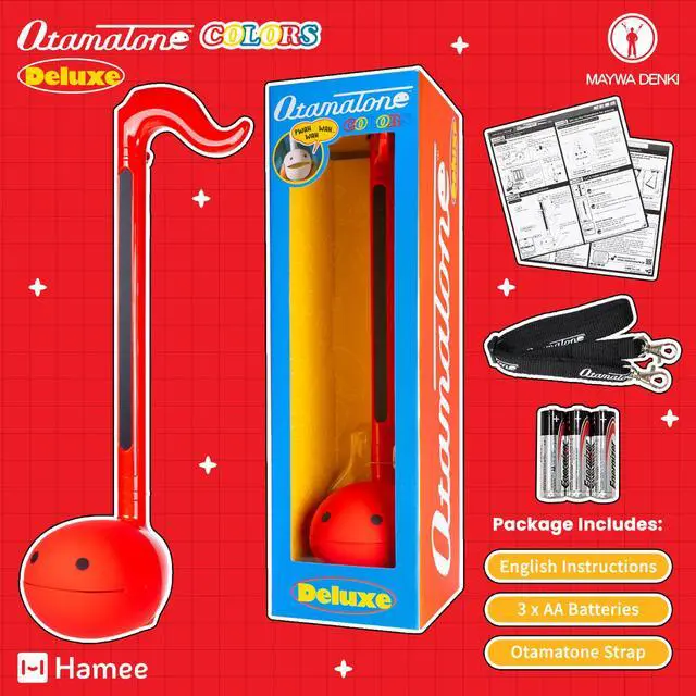 Alt view image 6 of 7 - Deluxe Japanese Electronic Synthesizer Musical Instrument - Red | Portable Digital Synthesizer from Japan by Maywa Denki with 3.5mm Aux Jack & Strap, Unique Gift for Teens & Adults