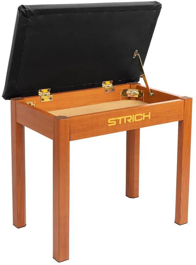 Main image of Piano Bench with Storage, Solid Wood Keyboard Bench Piano Bookcase Stool Chair Seat with Padded Cushion, Mahogany Color