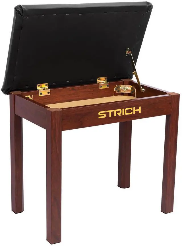 Main image of Piano Bench with Storage, Solid Wood Keyboard Bench Piano Bookcase Stool Chair Seat with Padded Cushion, Deep Brown