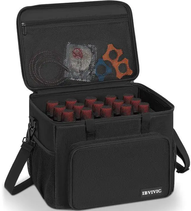 Main image of 15 Slots Wireless System Microphone Case Bag, Mics Bag with Foam | Mic Storage Bag for Singing, Karaoke, Party Sound Equipment Carrying Case