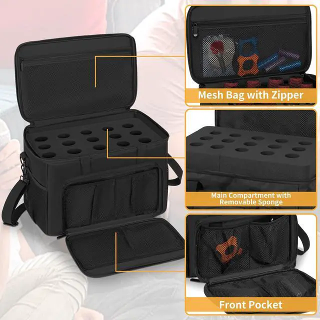 Alt view image 7 of 7 - 15 Slots Wireless System Microphone Case Bag, Mics Bag with Foam | Mic Storage Bag for Singing, Karaoke, Party Sound Equipment Carrying Case