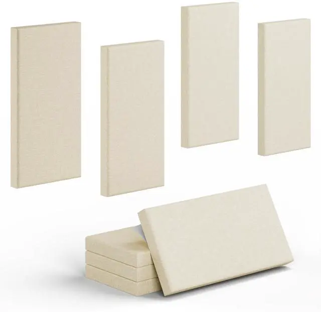 Main image of 4 Pack High-Density Core with Fabric Cover Acoustic Panels 24×12×2 In Self-Adhesive Soundproofing and Sound-Absorbing Wall Panels for Echo Reduction in Studio, Theater, or Recording (Soft Camel)