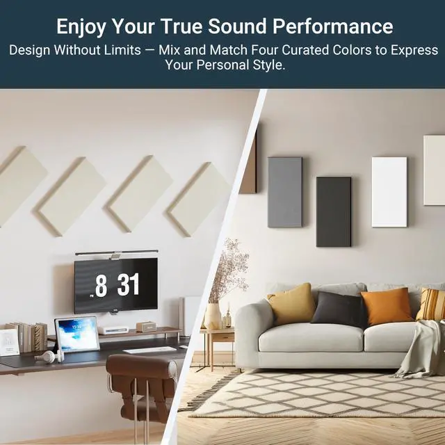 Alt view image 7 of 7 - 4 Pack High-Density Core with Fabric Cover Acoustic Panels 24×12×2 In Self-Adhesive Soundproofing and Sound-Absorbing Wall Panels for Echo Reduction in Studio, Theater, or Recording (Soft Camel)