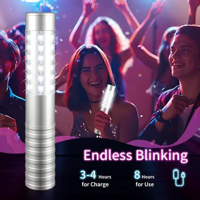 Alt view image 3 of 7 - 6 Pcs Upgrade LED Bottle Service Lights, Silver | Rechargeable, Waterproof, Premium Aluminum Alon Material, for Parties Bar Club Nightclub Birthday Weddings
